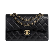Chanel Small Classic Handbag Lambskin & Gold Black