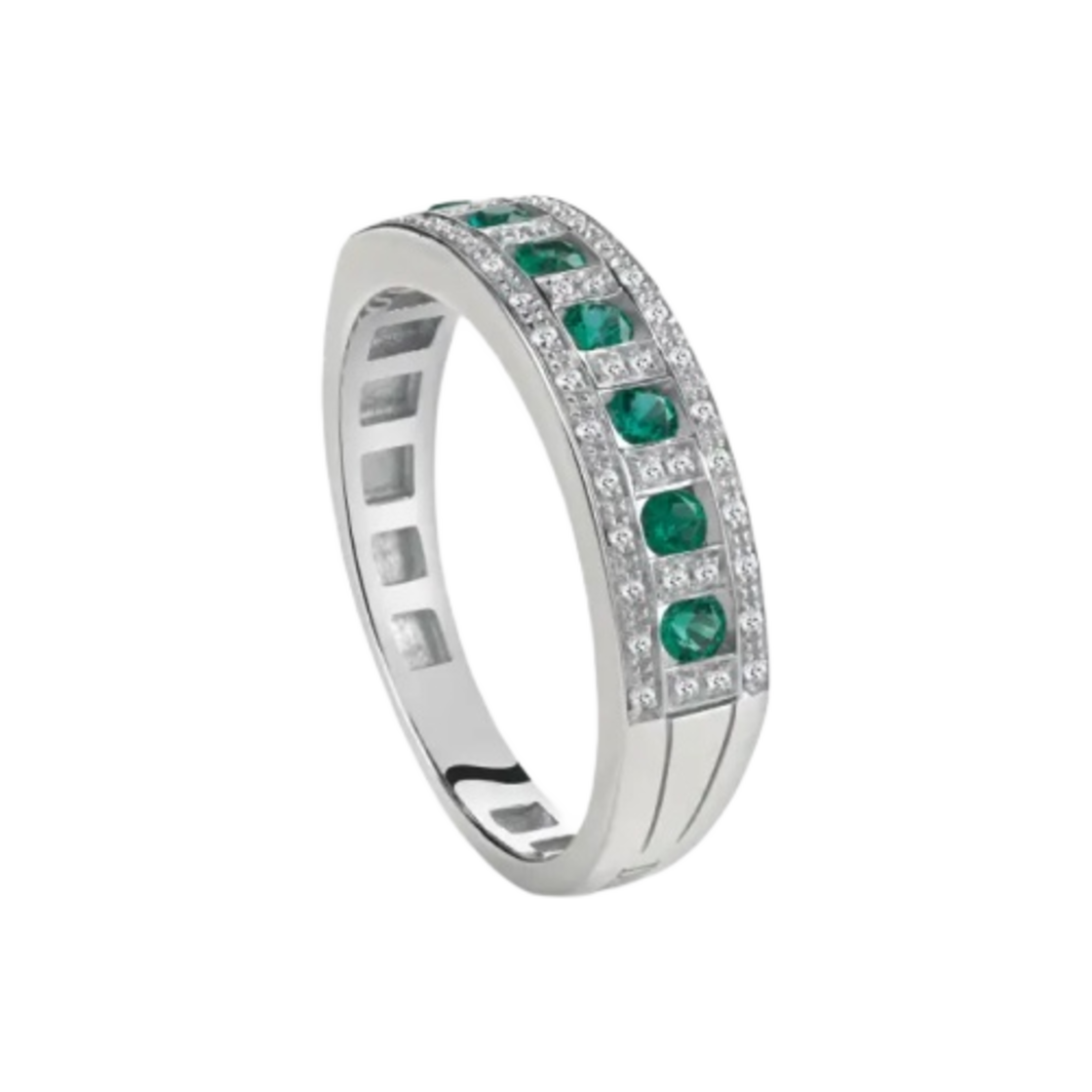 다미아니 벨에포크 다이아몬드 에메랄드 링 화이트 골드(Damiani Belle Epoque Diamonds Emerald Ring White Gold)
