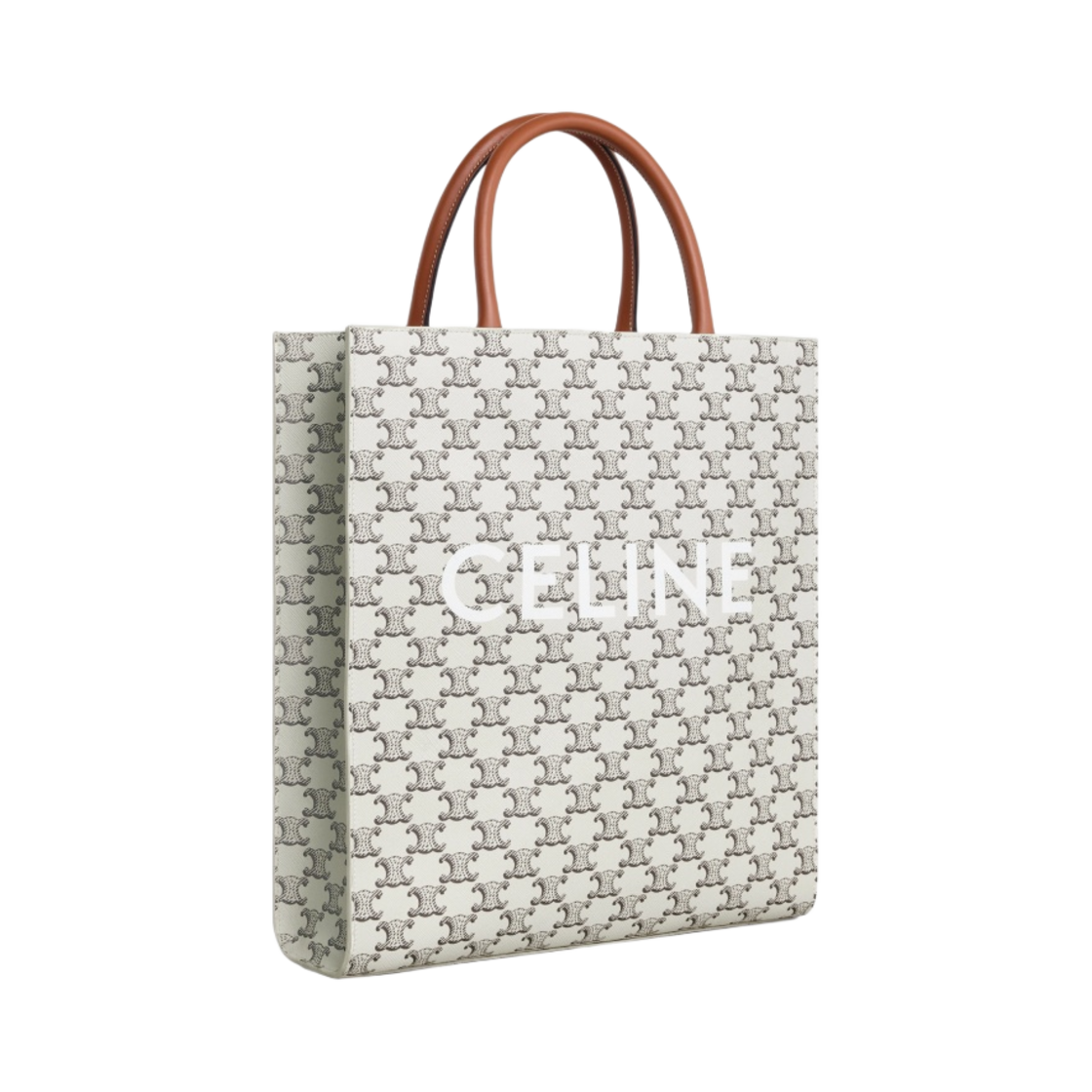 셀린느 트리옹프 캔버스 & 셀린느 프린트 카프스킨 미디움 버티컬 카바스 탄 에크루(Celine Medium Vertical Cabas in Triomphe Canvas and Calfskin with Celine Print Tan Ecru) - 2