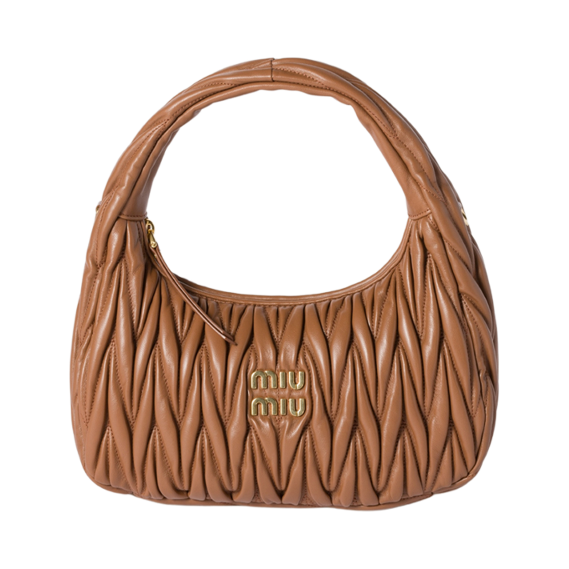 미우 미우 완더 마테라쎄 나파 레더 호보백 꼬냑(Miu Miu Wander Matelasse Nappa Leather Hobo Bag Cognac) - 1