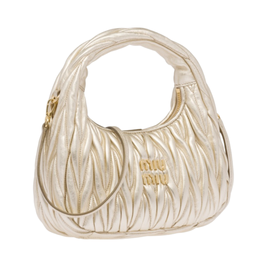 미우 미우 완더 마테라쎄 나파 레더 미니 호보백 파이라이트(Miu Miu Wander Matelasse Nappa Leather Mini Hobo Bag Pyrite) - 2
