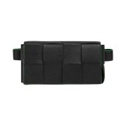 Bottega Veneta Grained Leather Mini Cassette Belt Bag Black Parakeet