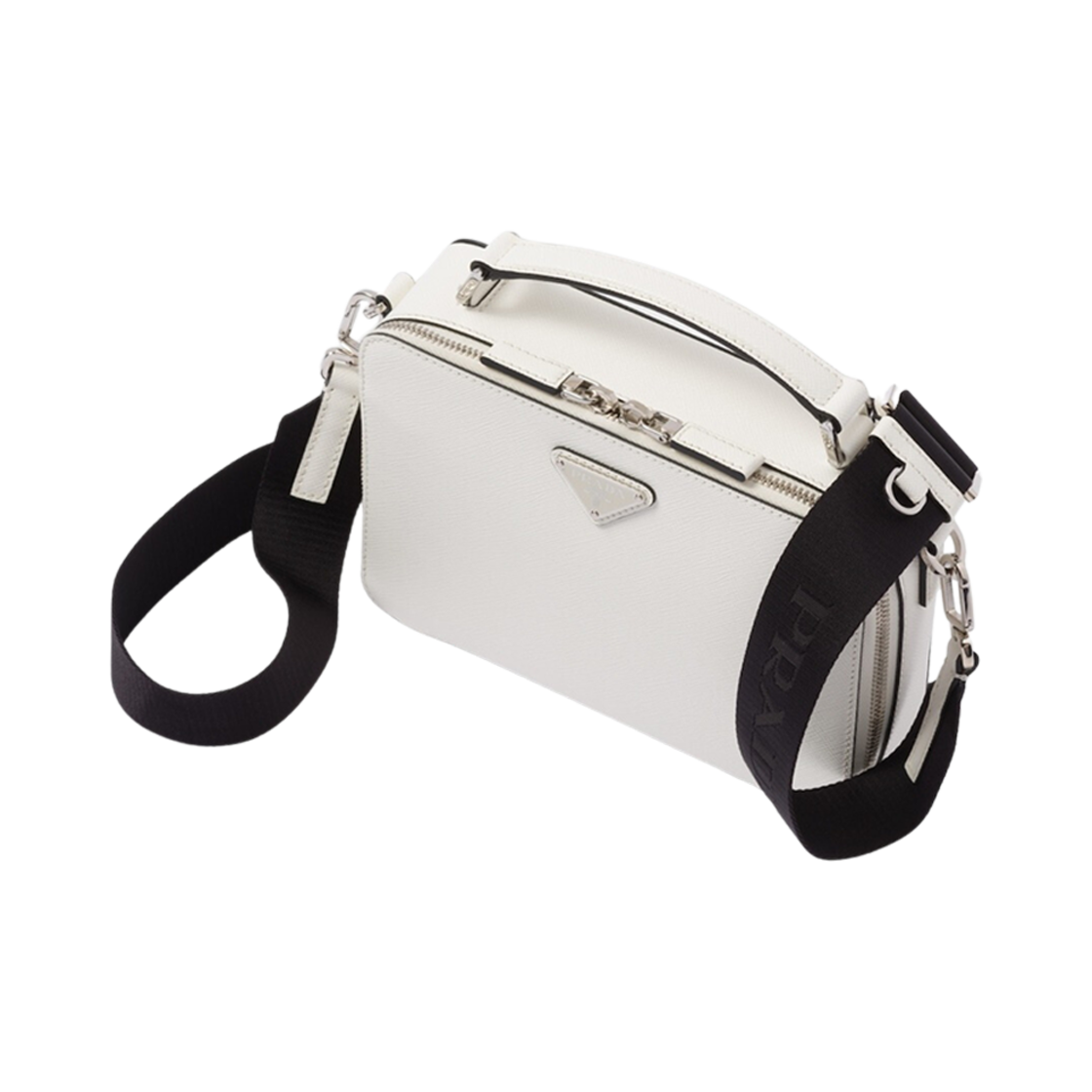 프라다 미디움 프라다 브리크 사피아노 레더 백 화이트(Prada Medium Prada Brique Saffiano Leather Bag White) - 2