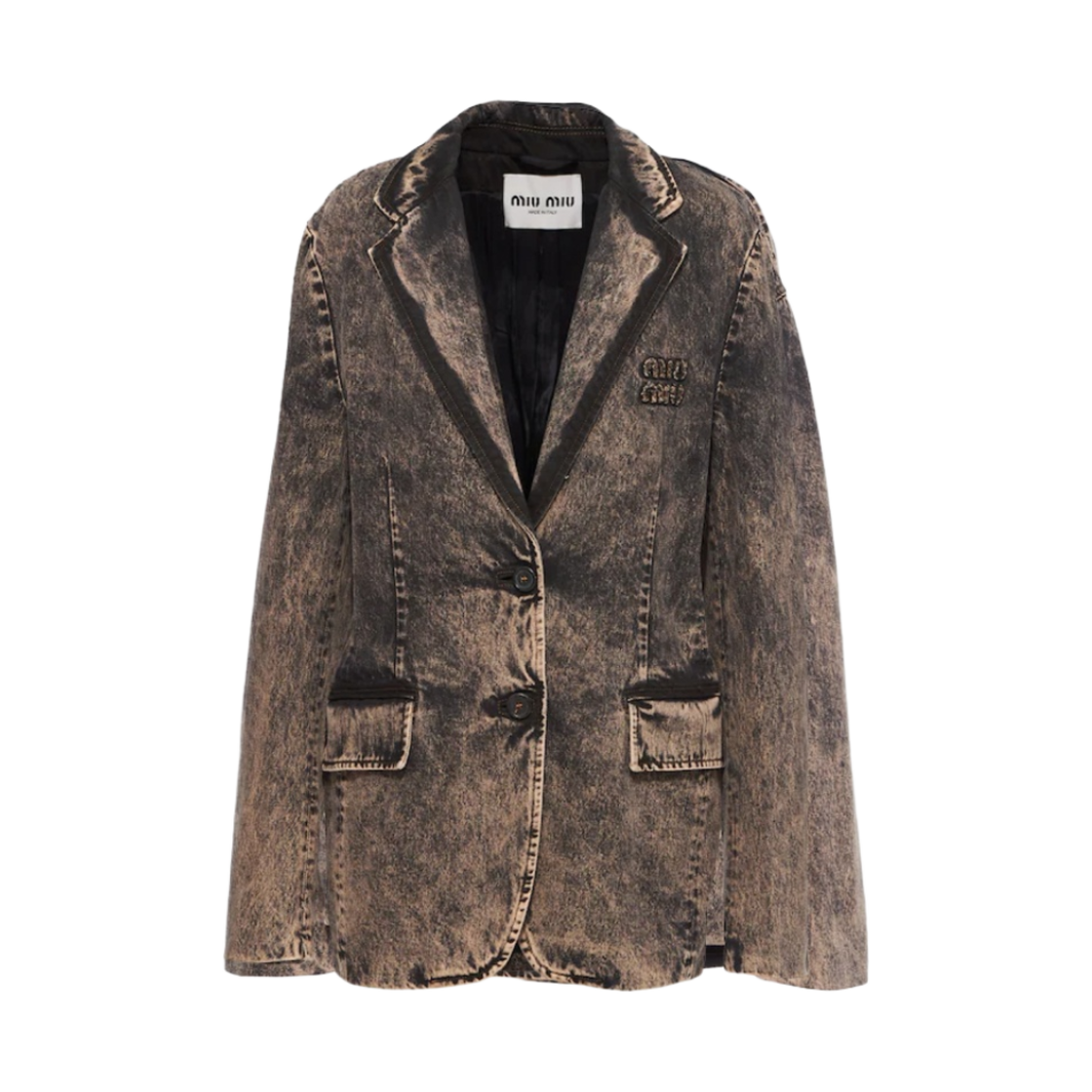 (W) 미우 미우 마블 데님 자켓 블랙((W) Miu Miu Marbleized Denim Jacket Black) - 1