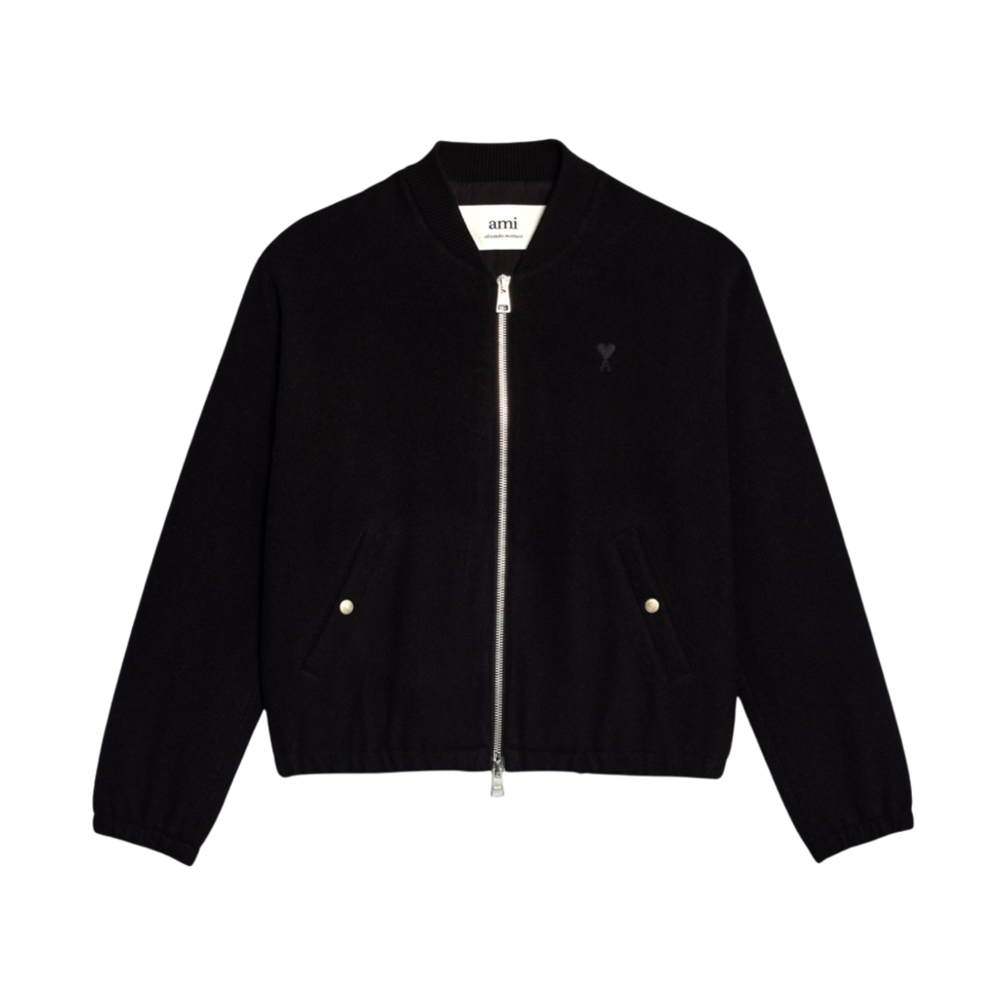 아미 스몰 하트 로고 지퍼 봄버 블랙(AMI de Coeur Zipped Bomber Black) - 1
