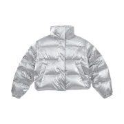 (W) The North Face White Label Glossy Detachable Down Jacket Silver