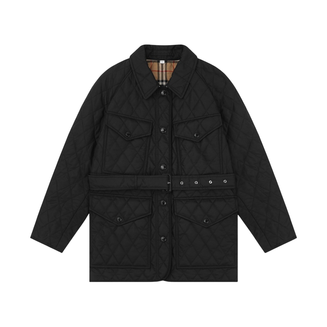 (W) 버버리 다이아몬드 퀼티드 나일론 캔버스 필드 자켓 블랙((W) Burberry Diamond Quilted Nylon Canvas Field Jacket Black)