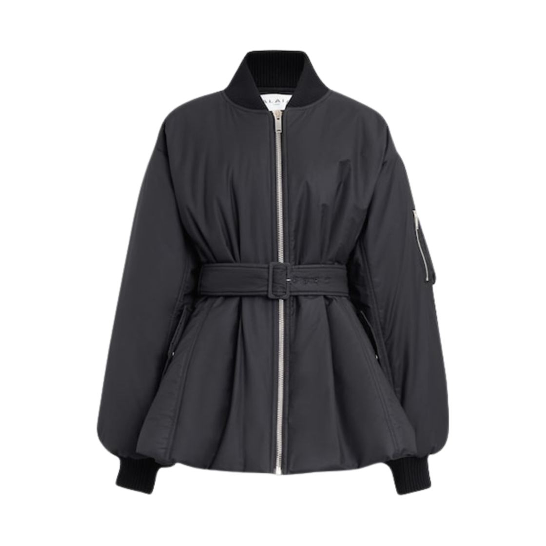 (W) 알라이아 코튼 벨트 봄버 자켓 블랙((W) Alaia Cotton Belt Bomber Jacket Black)