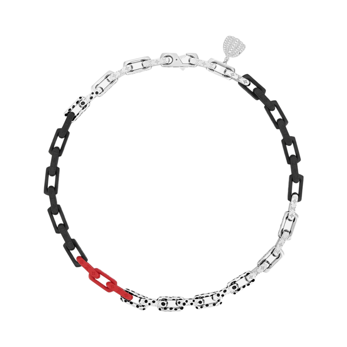 루이비통 x 야요이 쿠사마 모노그램 체인 네클리스 블랙 레드