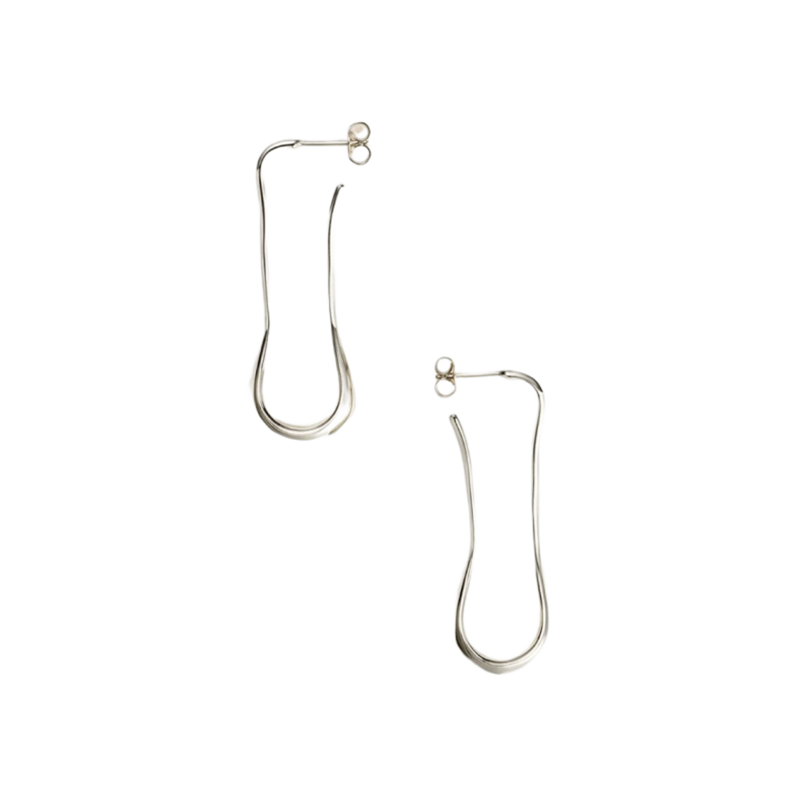 AC251-LO0042-927 (W) Lemaire Rhodium Short Drop Earrings Silver