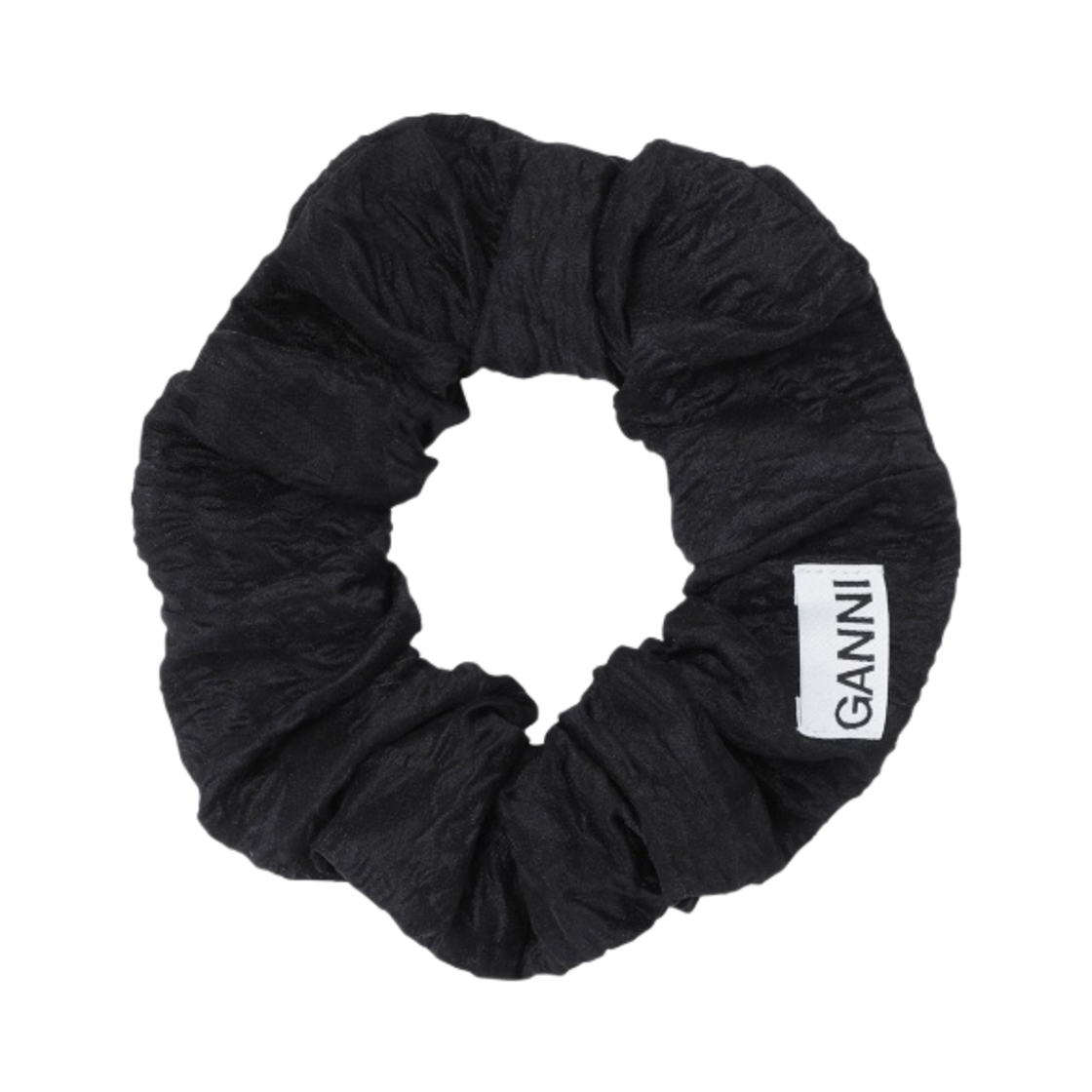 (W) 가니 자카드 오간자 스크런치 블랙((W) Ganni Jacquard Organza Scrunchie Black) - 1
