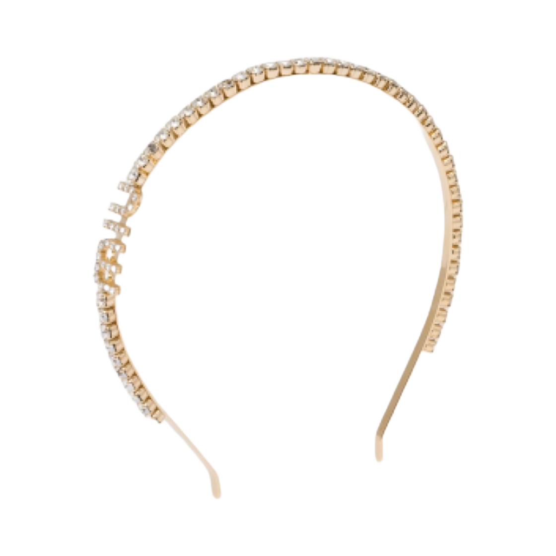 (W) 미우 미우 리지드 크리스탈 헤드밴드 골드 크리스탈((W) Miu Miu Rigid Crystal Headband Gold Crystal) - 1