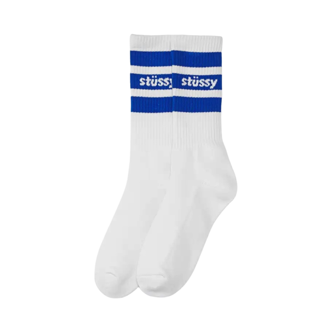 스투시 스트라이프 크루 삭스 화이트 블루