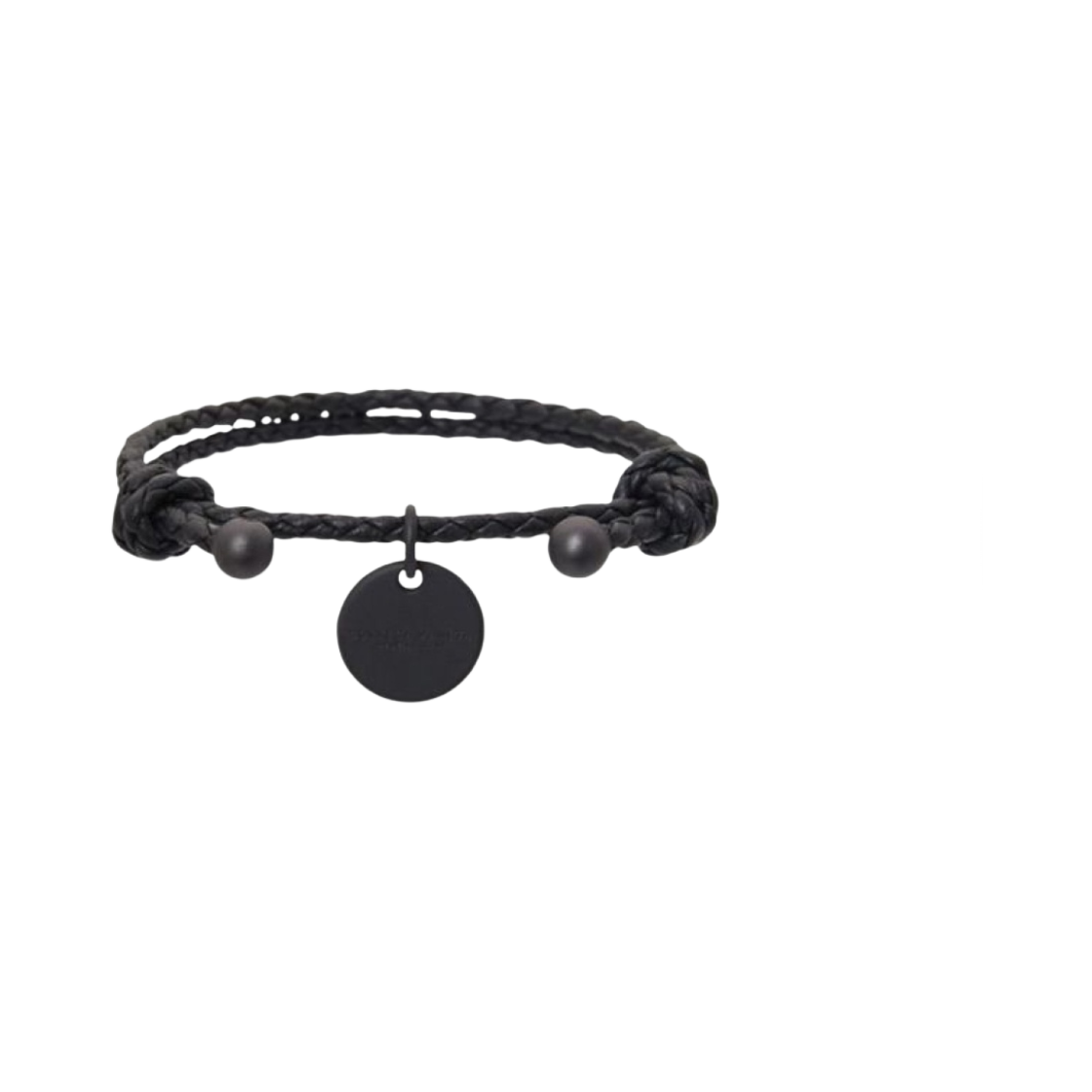 보테가 베네타 로고 펜던트 우븐 브레이슬릿 블랙(Bottega Veneta Logo Pendant Woven Bracelet Black)