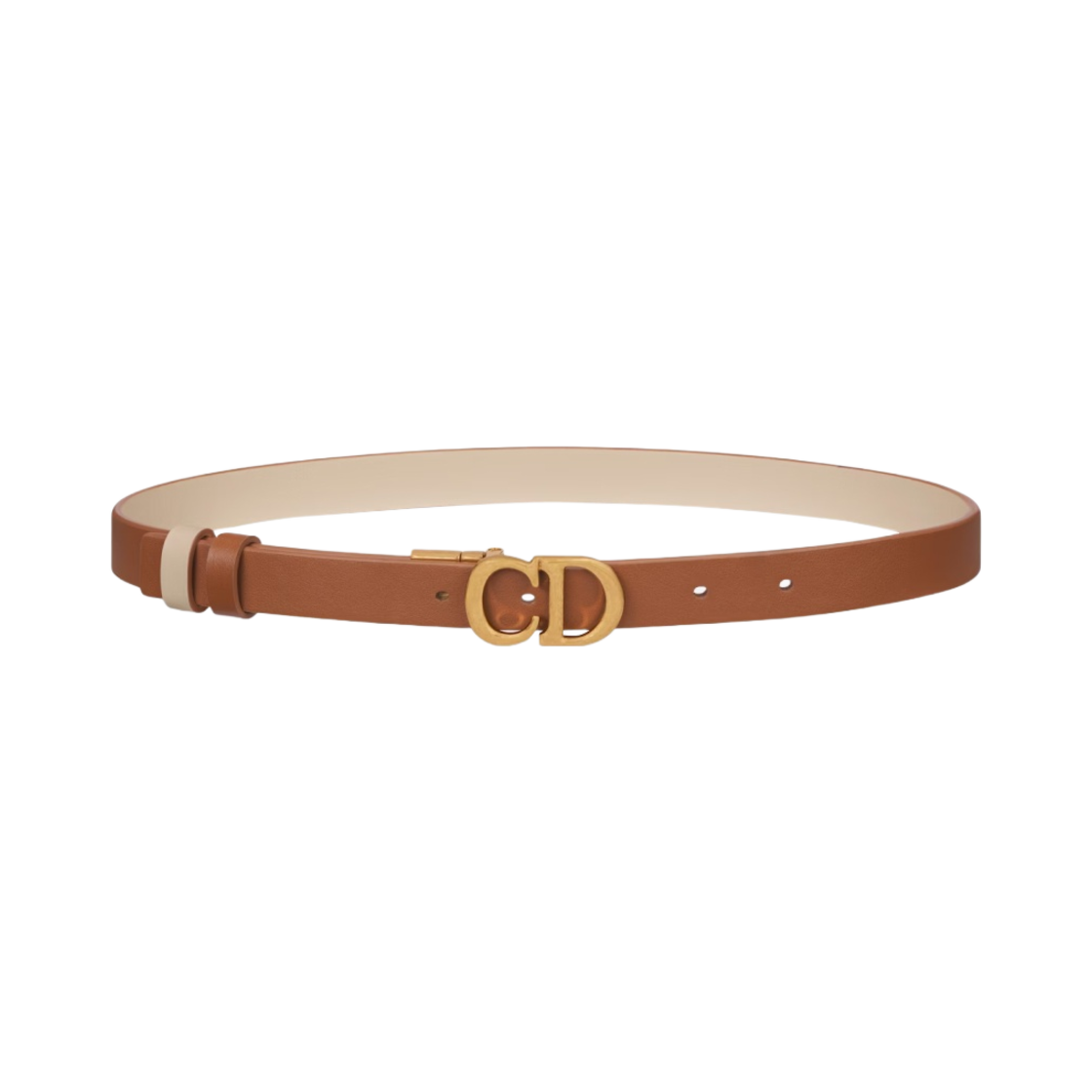 B0335CWGA-M16E (W) Dior 20mm Reversible Smooth Calfskin Saddle Belt Golden Saddle Caramel Beige