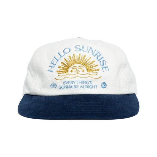 23HSCPWN0105 Hello Sunrise Washed HS Arch Logo 6Panel Cap Off White & Navy