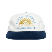 Hello Sunrise Washed HS Arch Logo 6Panel Cap Off White & Navy
