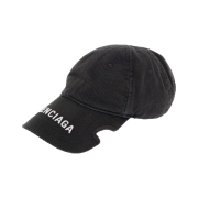 Balenciaga Vintage Effect Cut Out Logo Ball Cap Black