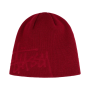 Stussy Debossed Stock Logo Beanie Deep Red