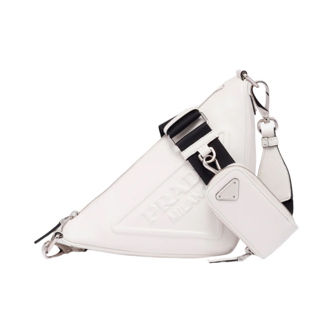 1BH190-2BYA-F0009 Prada Triangle Leather Shoulder Bag White - 대표 이미지 #1