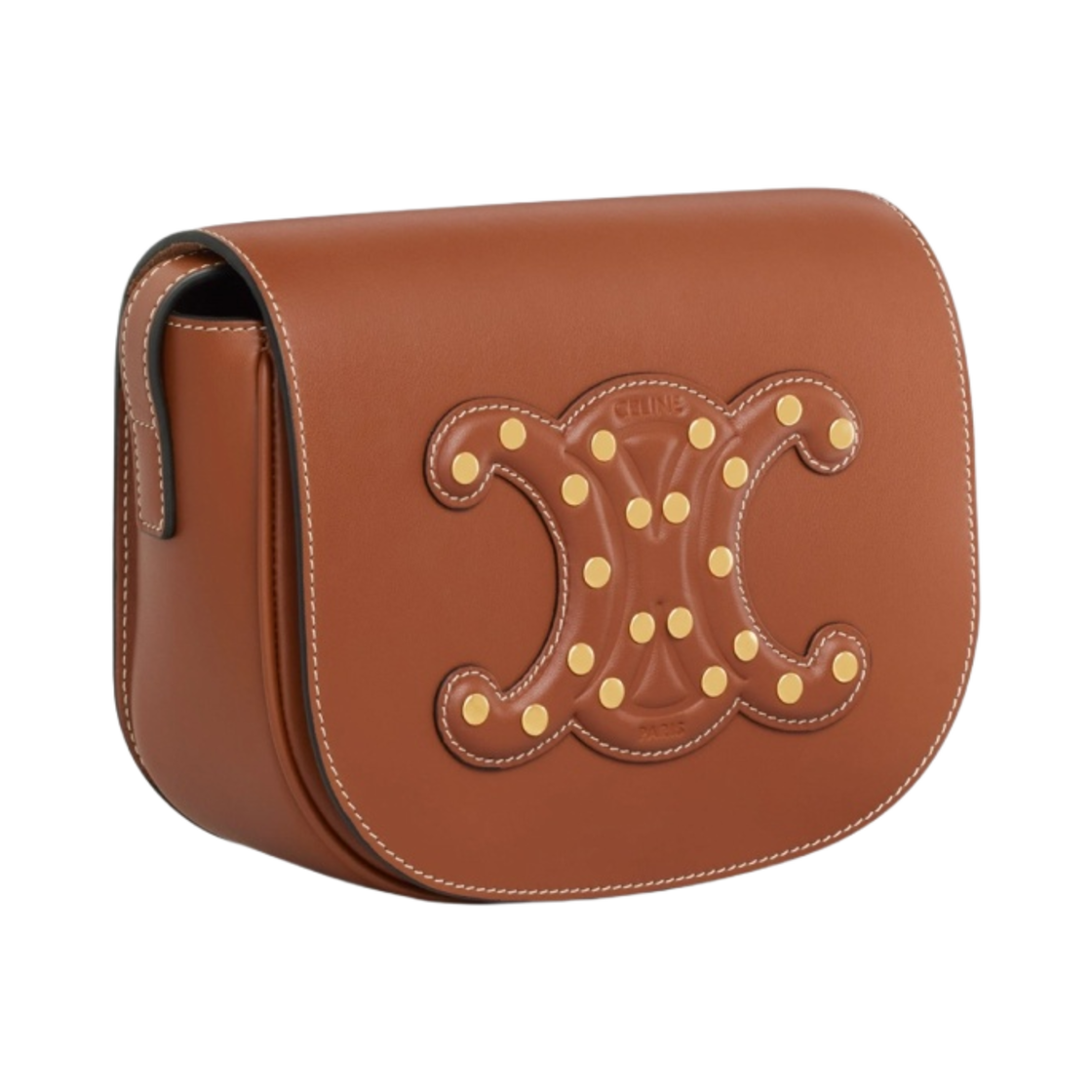 셀린느 스무스 카프스킨 스터드 폴코 레더 트리옹프 탄(Celine Folco Cuir Triomphe in Smooth Calfskin with Studs Tan) - 2