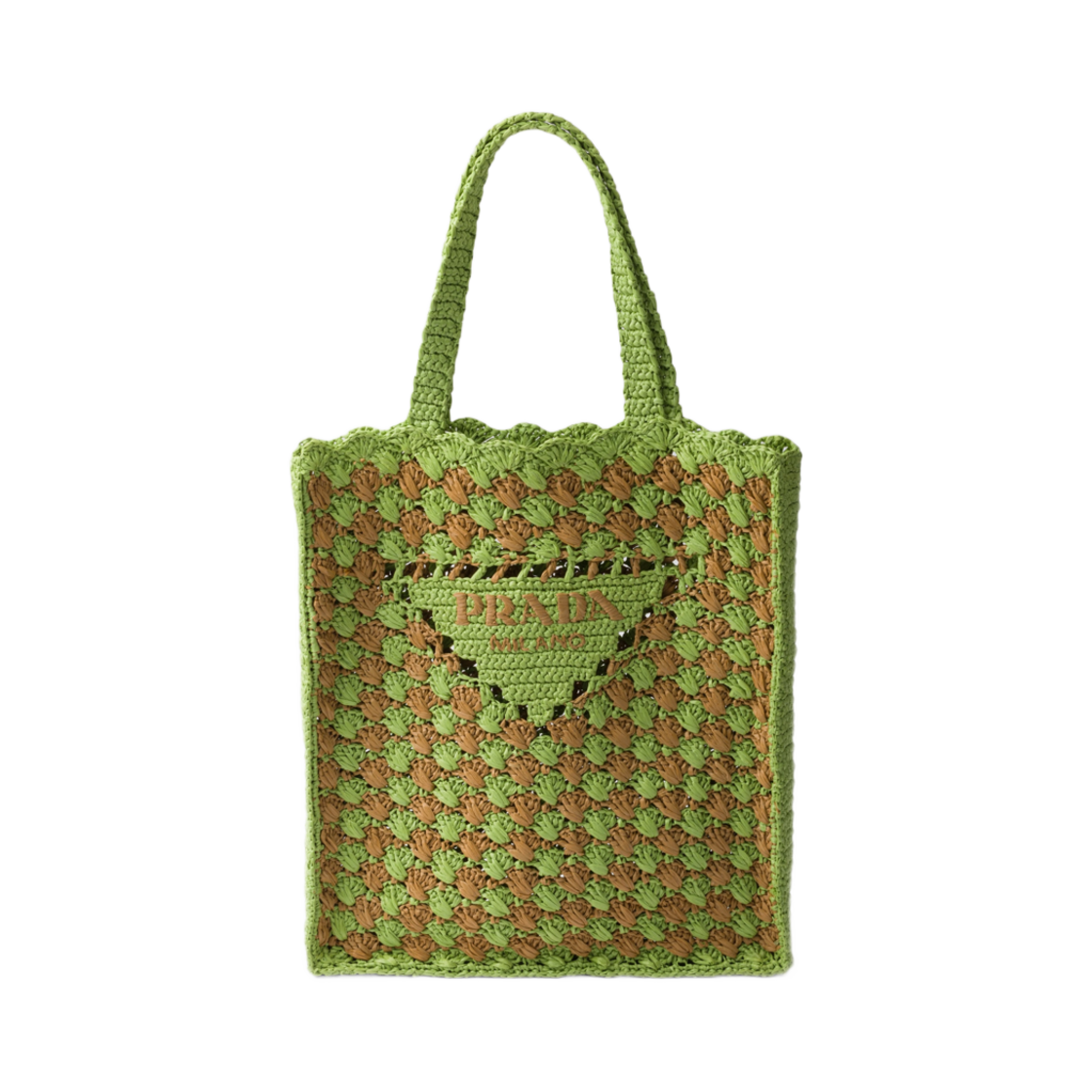 프라다 크로쉐 토트백 론 그린 카라멜(Prada Crochet Tote Bag Lawn Green Caramel) - 1