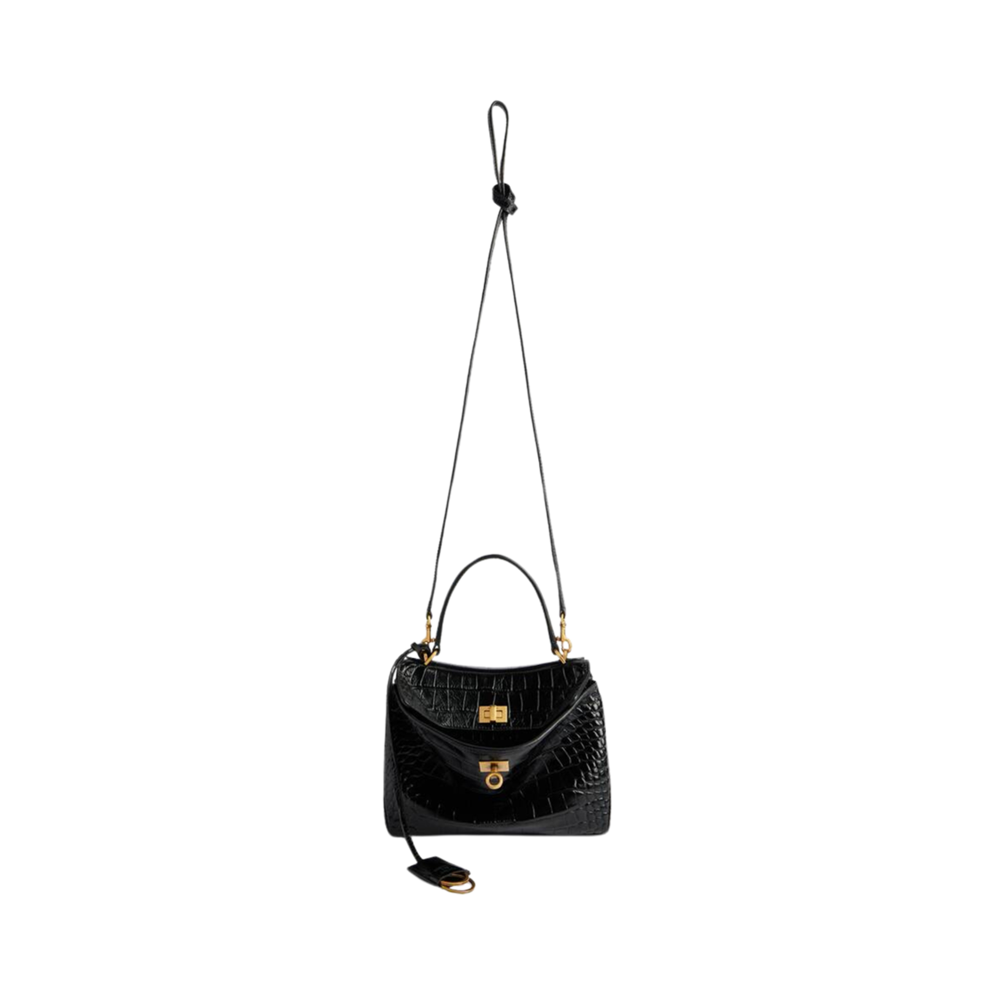 발렌시아가 로데오 미니 핸드백 크로커다일 엠보스 블랙(Balenciaga Rodeo Mini Handbag Crocodile Embossed Black) - 4