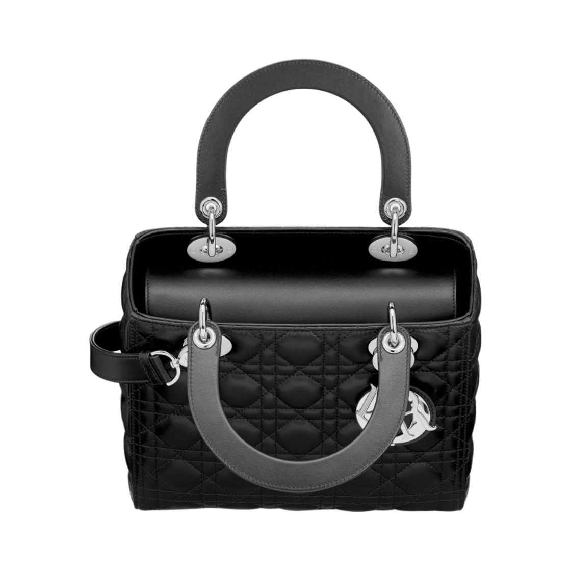 디올 미디움 레이디백 까나쥬 램스킨 블랙 실버(Dior Medium Lady Bag Cannage Lambskin Black Silver) - 2