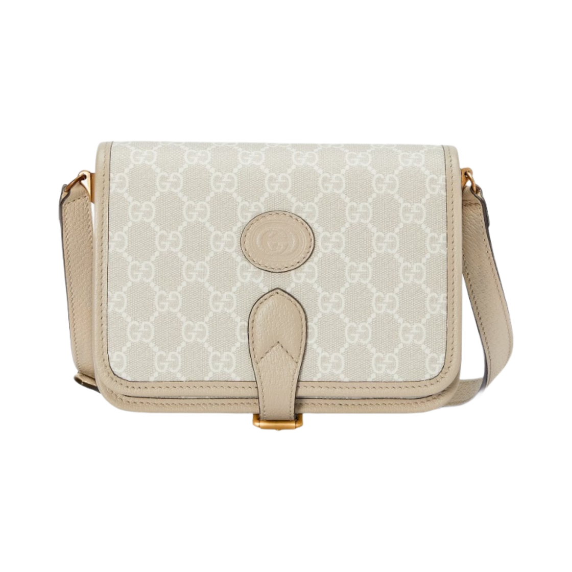 구찌 미니 숄더백 인터로킹 G 베이지 화이트 GG 슈프림(Gucci Mini Shoulder Bag with Interlocking G Beige White GG Supreme) - 1