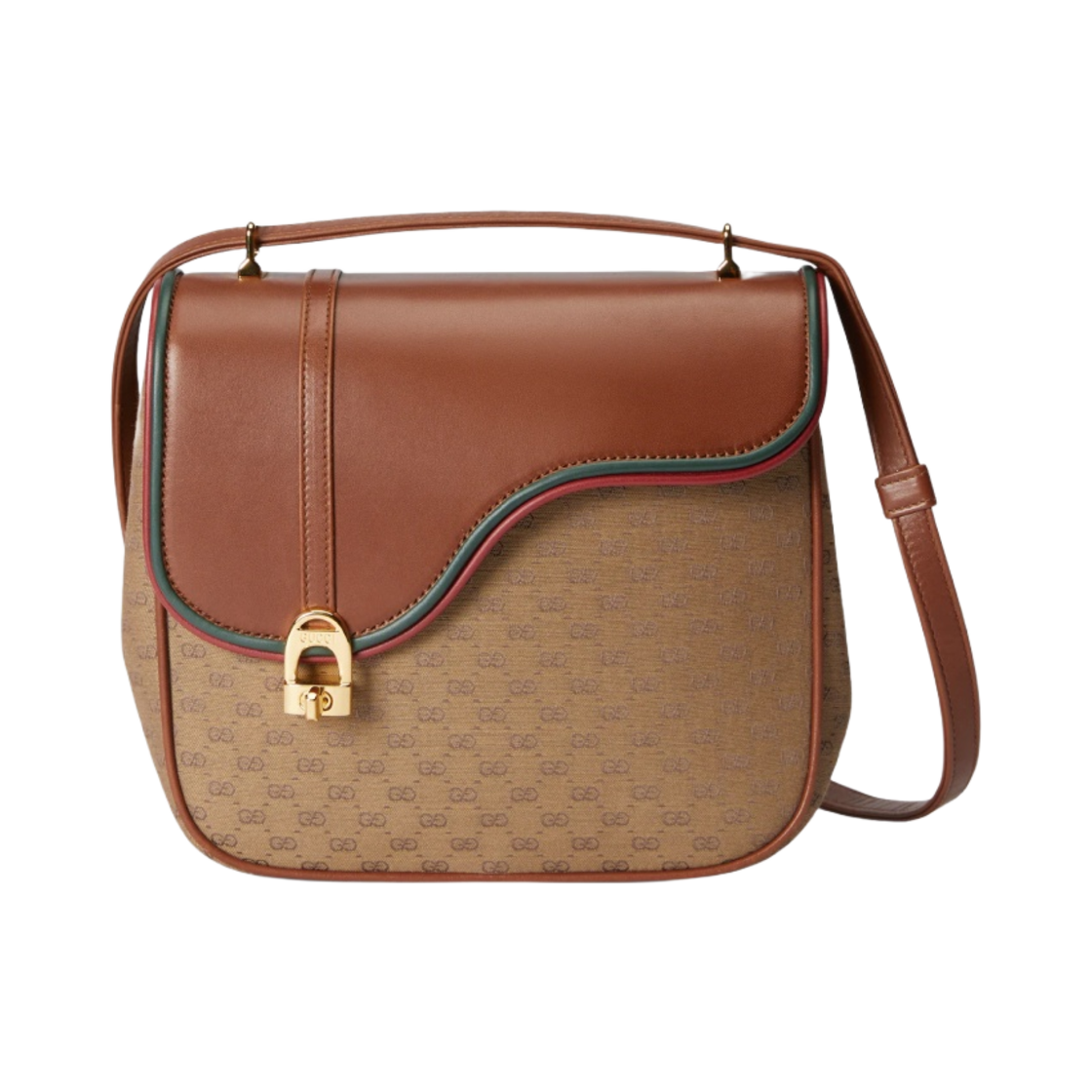 구찌 에퀘스트리안 인스파이어드 숄더백 베이지 에보니 GG 캔버스(Gucci Equestrian Inspired Shoulder Bag Beige Ebony GG Canvas) - 1