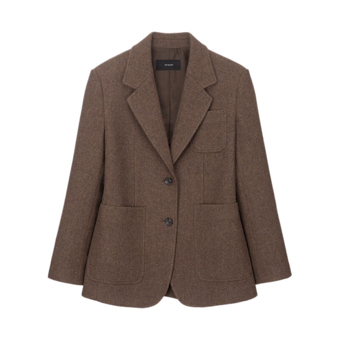 (W) 온앤온 아웃 포켓 포인트 테일러드 울 자켓 브라운((W) On&On Out Pocket Point Tailored Wool Jacket Brown)