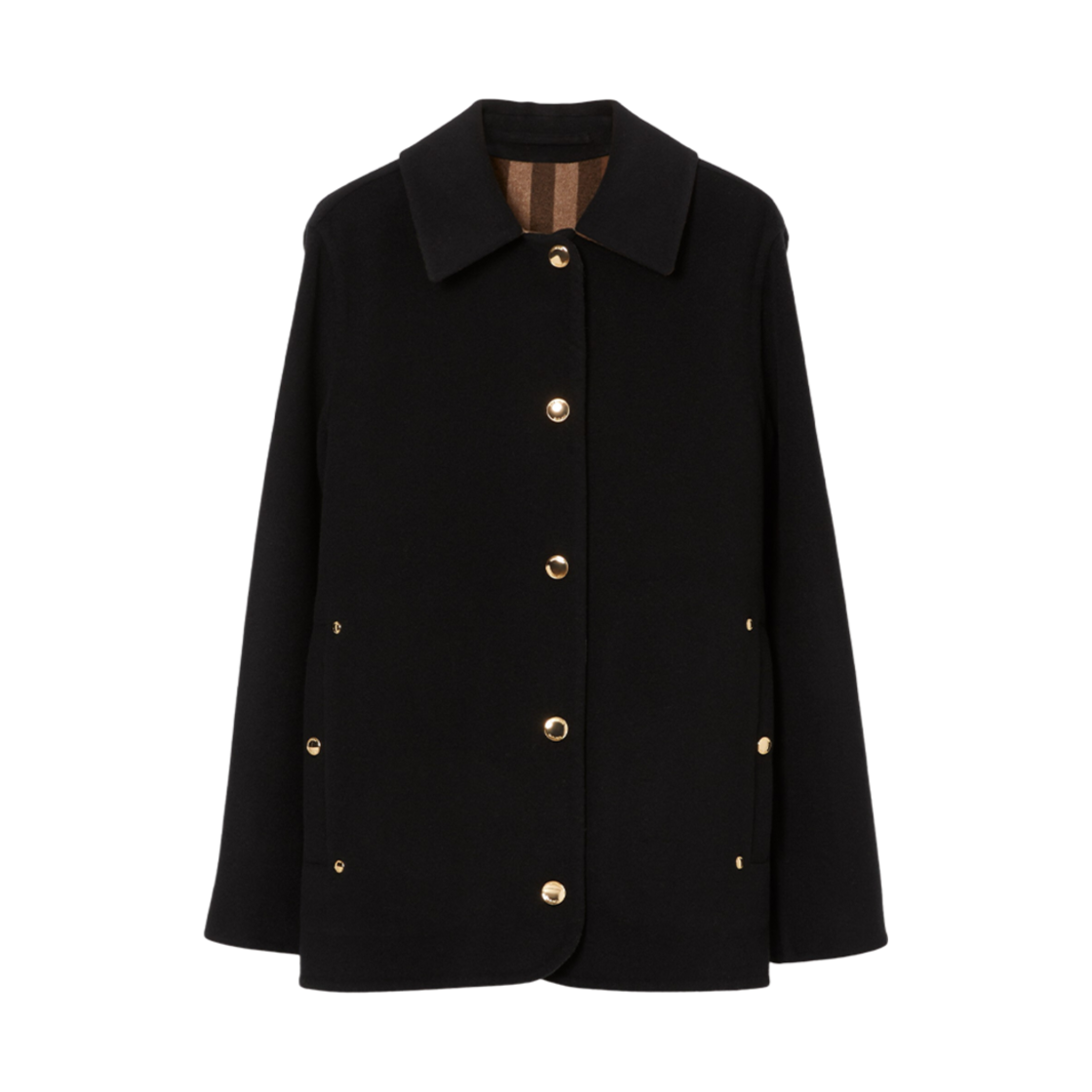 (W) 버버리 더블 페이스드 울 반 자켓 버치 브라운((W) Burberry Double Faced Wool Van Jacket Birch Brown) - 1