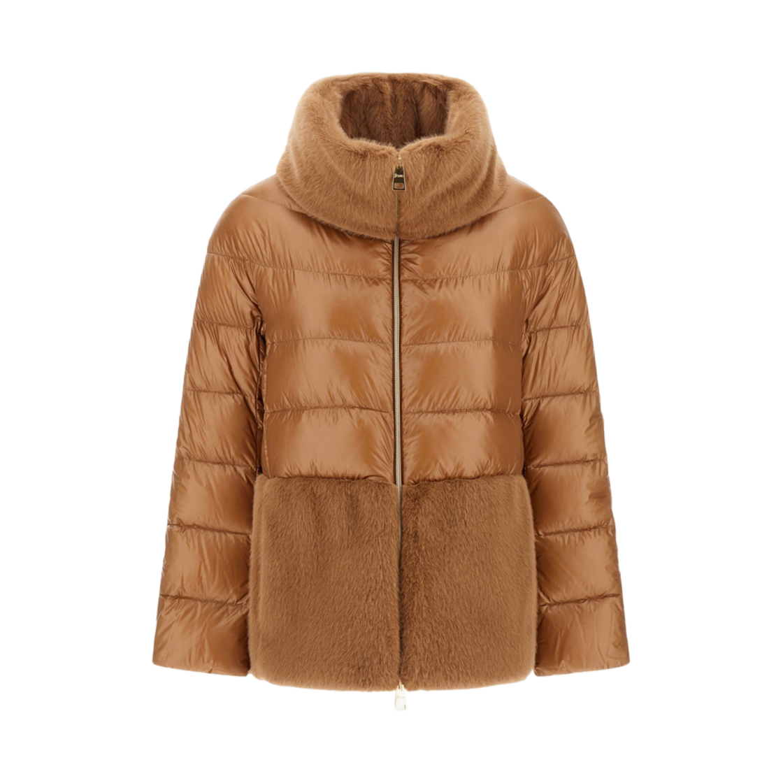 PI001933D-12017Z-2157 (W) Herno Cape In Nylon Ultralight New Lady Faux Fur Camel
