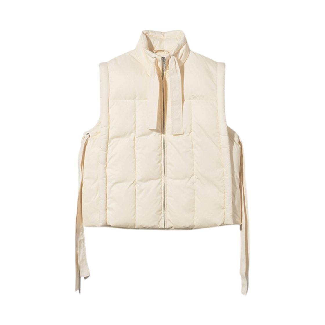F7287-482 (W) Ganni Shiny Oversized Puffer Vest Cream