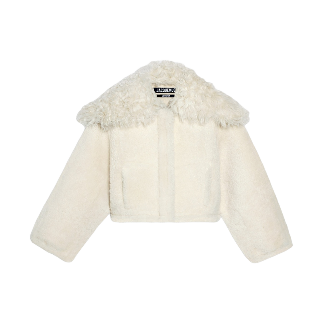 (W) 자크뮈스 라 베스트 필로니 크롭 셔링 자켓 오프 화이트((W) Jacquemus La Veste Piloni Cropped Shearling Jacket Off White) - 1