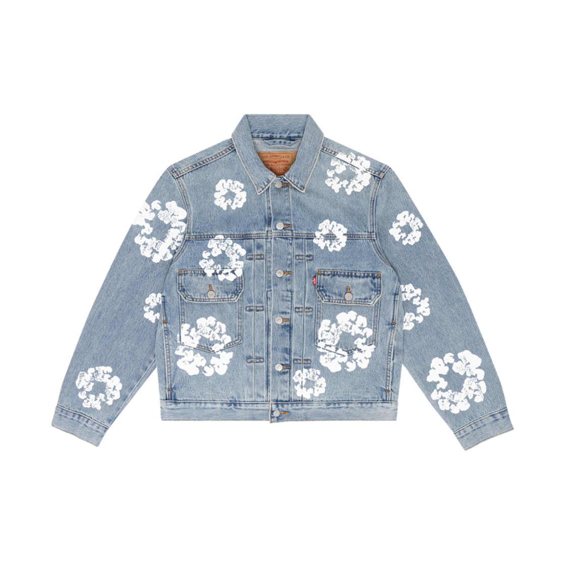 - Denim Tears Type II All Over Wreath Jacket Light Wash