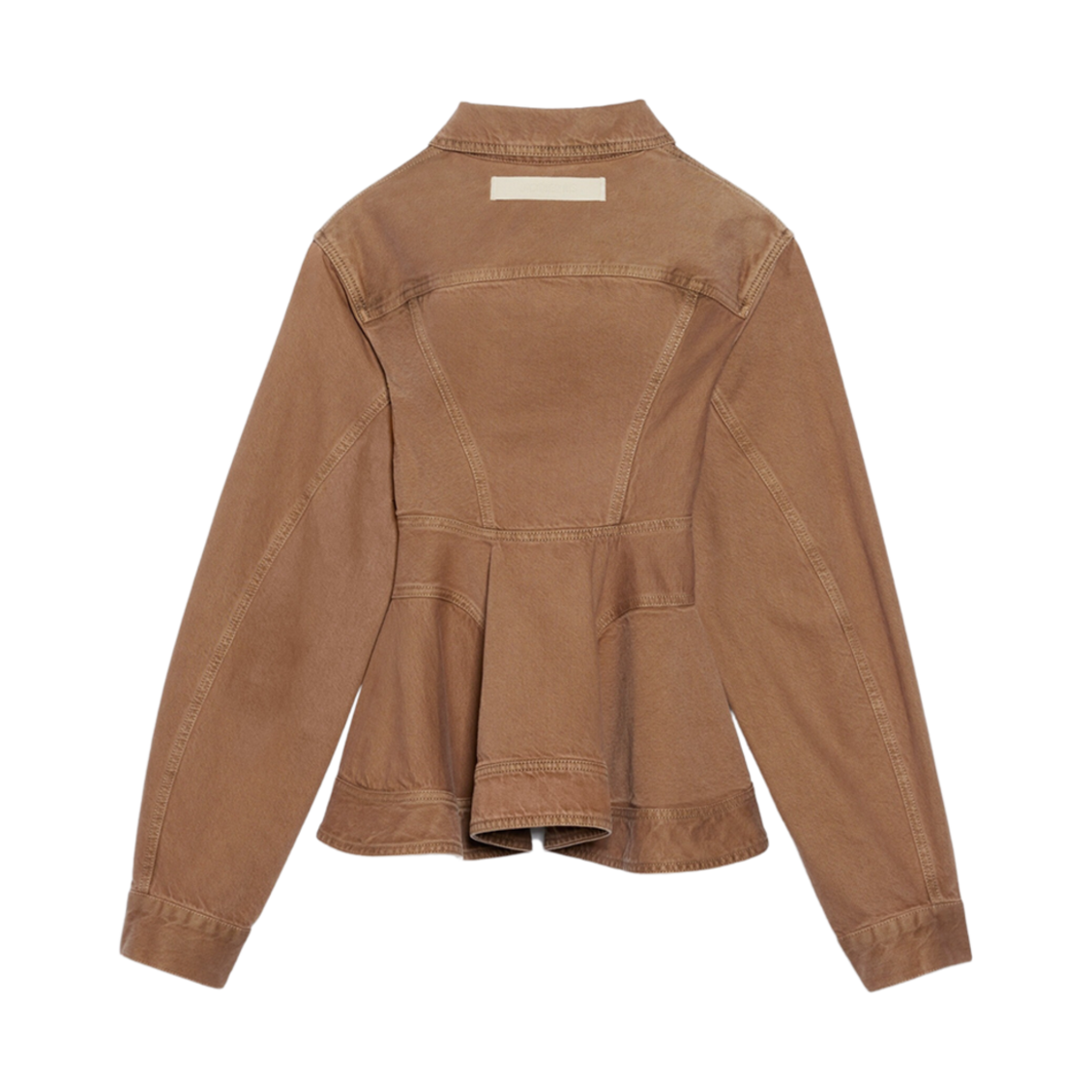 (W) 자크뮈스 라 베스트 드 니메스 카라코 페플럼 데님 자켓 카멜 베이지((W) Jacquemus La Veste De Nimes Caraco Peplum Denim Jacket Camel Beige) - 2