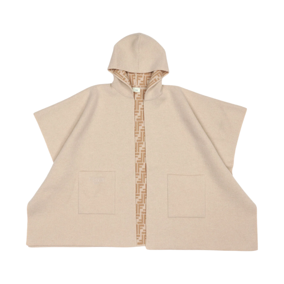 JFQ057AO29F0AYG (Kids) Fendi Jersey Reversible Tone-On-Tone Cape Beige