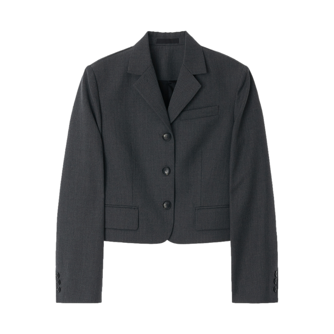 지지지 슬림 핏 크롭 블레이저 멜란지그레이(zeezeezee Slim Fit Cropped Blazer Melange Grey)