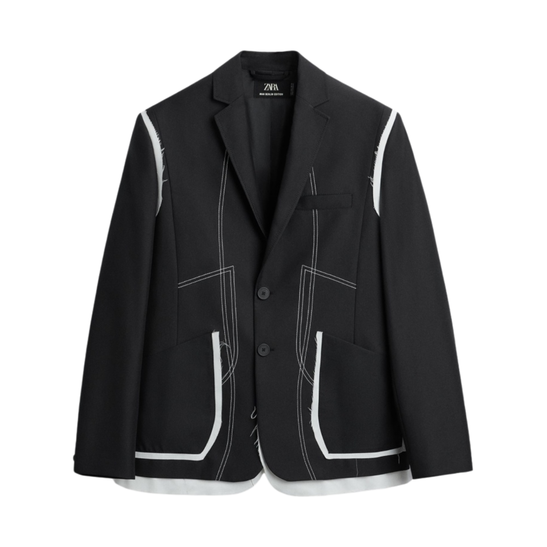 자라 콘트라스트 탑스티칭 자켓 블랙