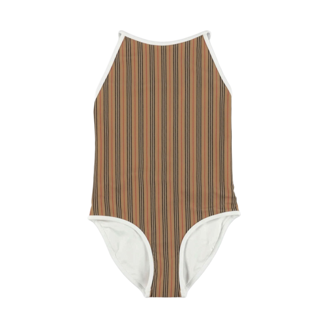 8047830 (Kids) Burberry Sandie Icon Stripe One-Piece Swimsuit Archive Beige