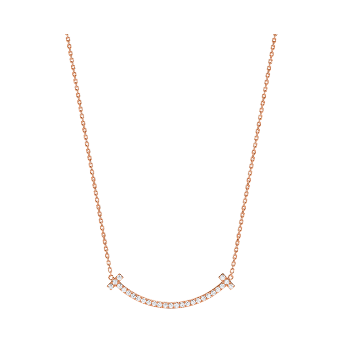 티파니 앤 코 티파니 T 스마일 펜던트 미디움 로즈 골드 다이아몬드(Tiffany & Co. Tiffany T Smile Pendant Medium Rose Gold Diamonds) - 1