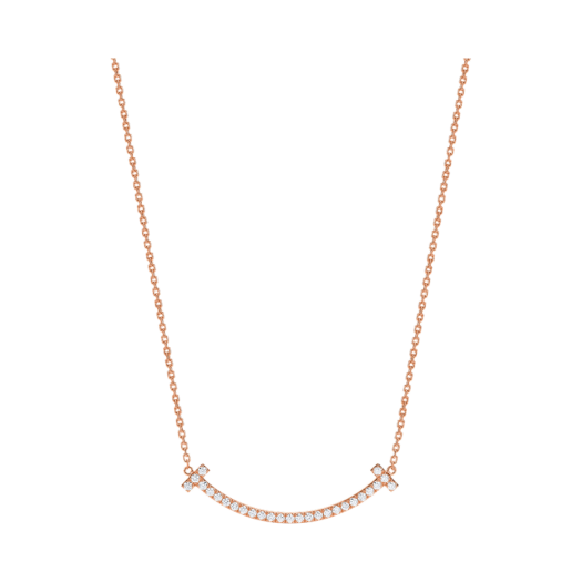 Tiffany & Co. Tiffany T Smile Pendant Medium Rose Gold Diamonds