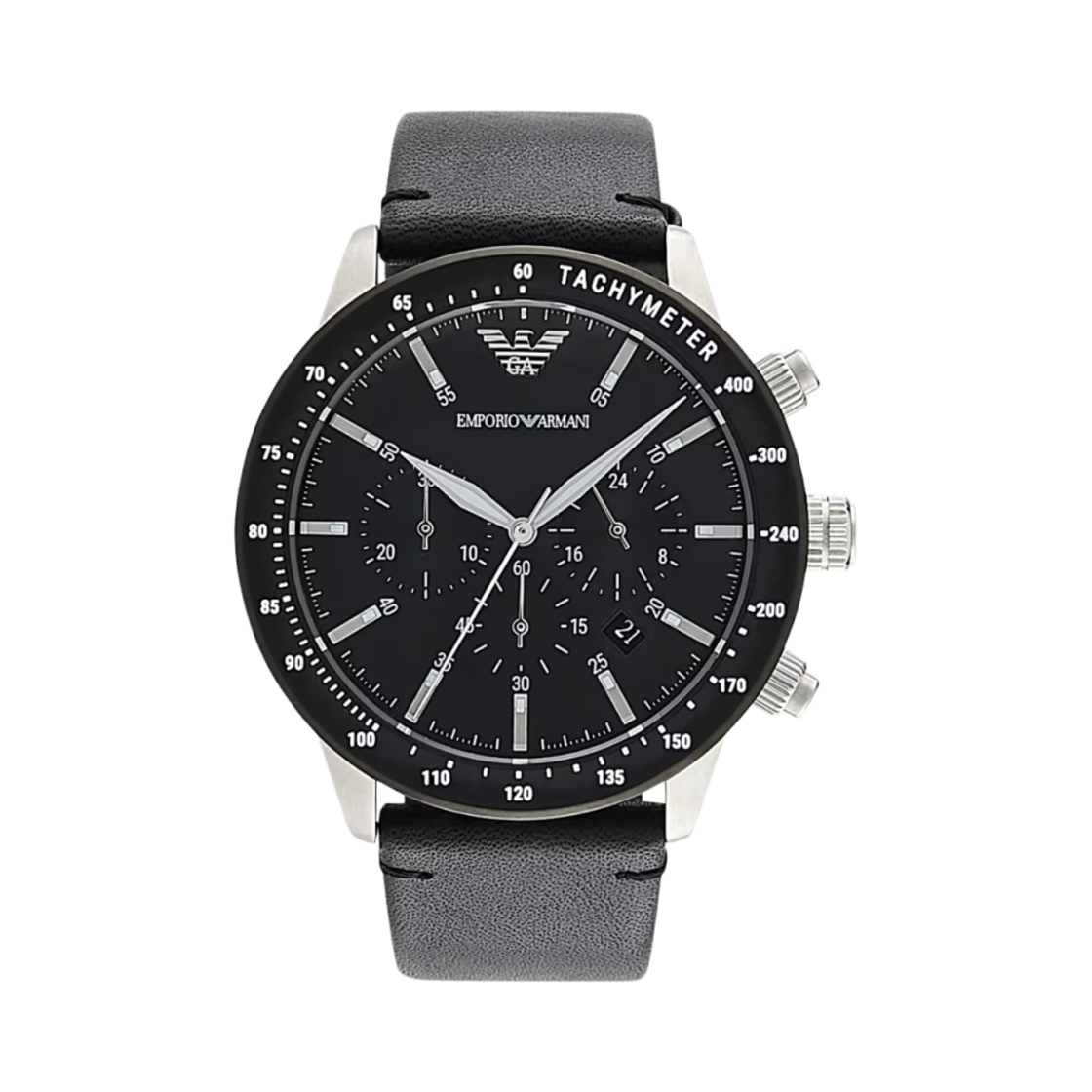 AR11243 Emporio Armani Quartz Chronograph 43mm Leather Silver Black
