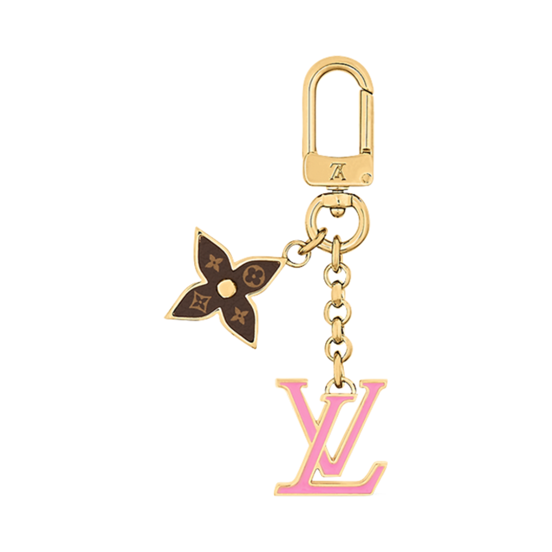 M02347 (W) Louis Vuitton LV Iconic Enamel Bag Charm Gold Pink