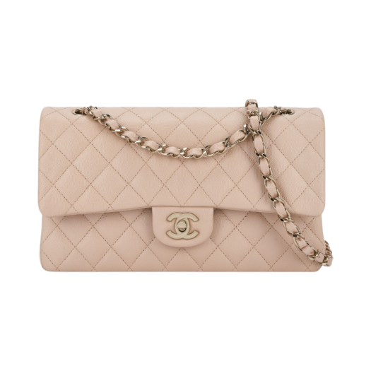 Chanel Medium Classic Handbag Grained Calfskin & Gold Light Beige