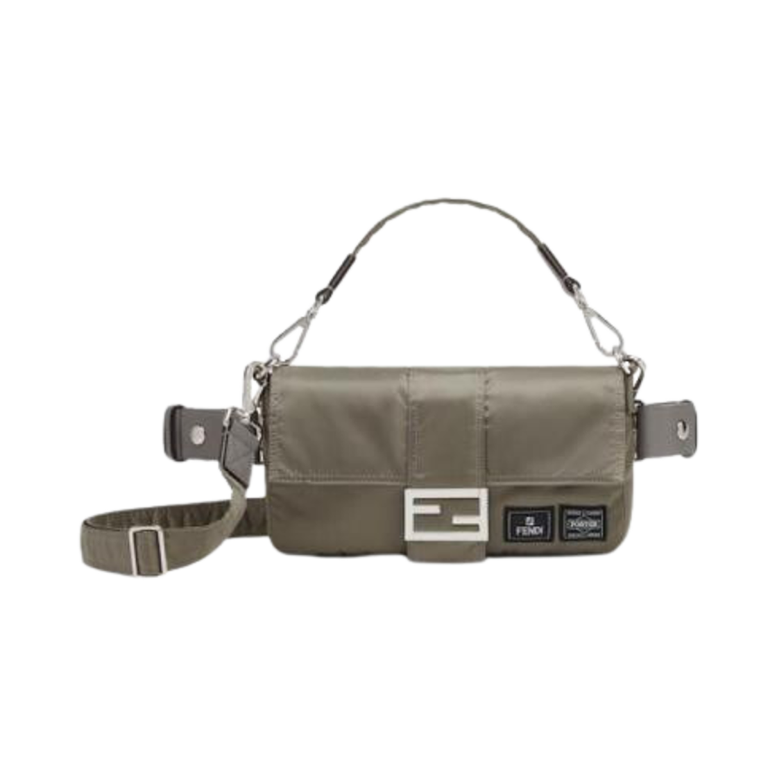 펜디 x 포터 나일론 파우치 바게뜨 미니 폰 케이스 그레이(Fendi x Porter Nylon Pouch Baguette Mini Phone Case Grey)