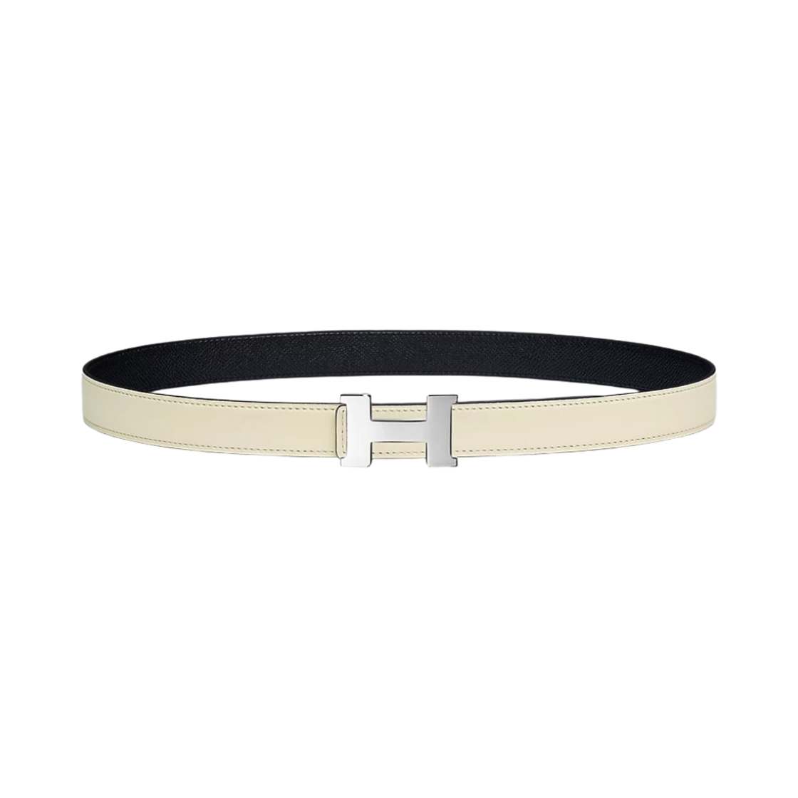 (W) 에르메스 미니 콘스탄스 벨트 버클 & 리버서블 가죽 스트랩 24mm & 실버 나타 누아((W) Hermes Mini Constance Belt Buckle & Reversible Leather Strap 24mm & Silver Nata Noir) - 1