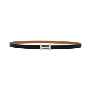(W) Hermes Focus Belt Buckle & Reversible Leather Strap Swift Epsom 13mm & Rose Gold Noir Gold