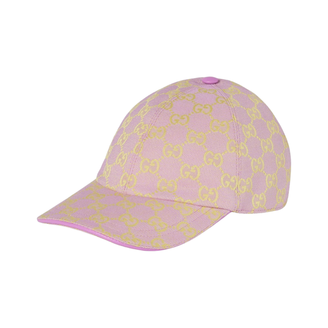 (W) 구찌 GG 캔버스 베이스볼 햇 라일락 옐로우((W) Gucci GG Canvas Baseball Hat Lilac Yellow) - 1